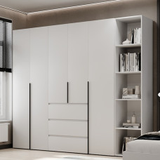 5-door wardrobe with 3 drawers and 5 shelves Averon №14 240x220x50 cm White