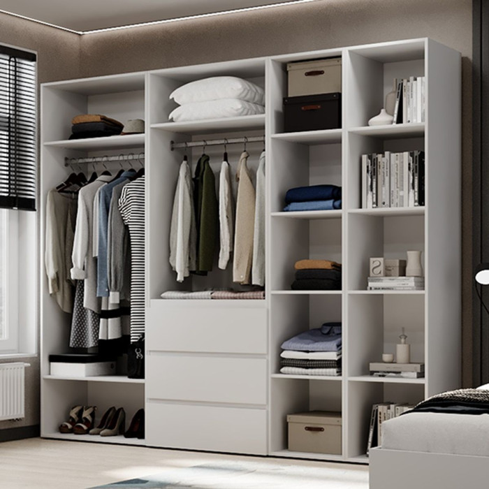 5-door wardrobe with 3 drawers and 5 shelves Averon №14 240x220x50 cm White