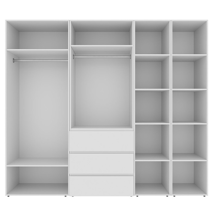 5-door wardrobe with 3 drawers and 5 shelves Averon №14 240x220x50 cm White