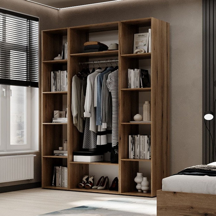 2-door wardrobe with 10 shelves Averon №15 160x220x50 cm Oak Evoke Coast