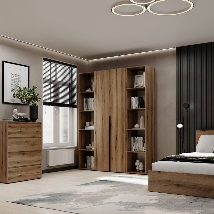 2-door wardrobe with 10 shelves Averon №15 160x220x50 cm Oak Evoke Coast