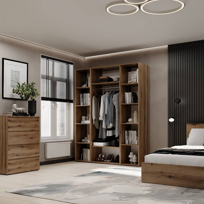2-door wardrobe with 10 shelves Averon №15 160x220x50 cm Oak Evoke Coast