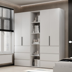 4-door wardrobe with 6 drawers and 5 shelves Averon №6 200x220x50 cm White