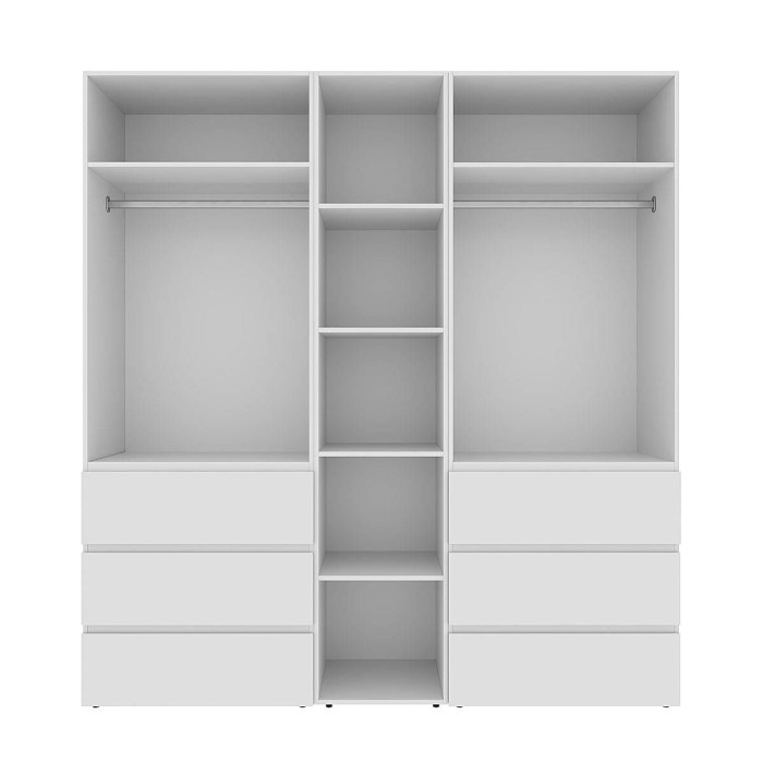 4-door wardrobe with 6 drawers and 5 shelves Averon №6 200x220x50 cm White
