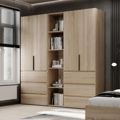 4-door wardrobe with 6 drawers and 5 shelves Averon №6 200x220x50 cm Sonoma Oak