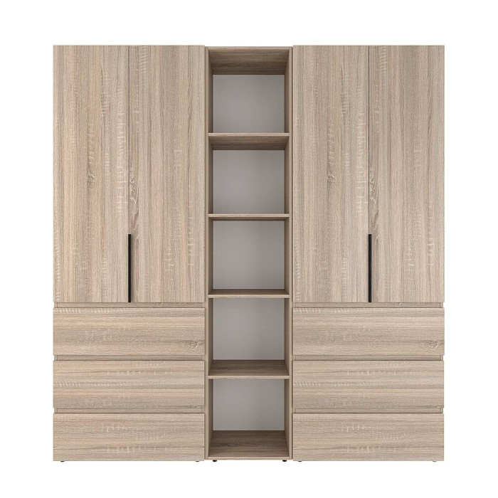 4-door wardrobe with 6 drawers and 5 shelves Averon №6 200x220x50 cm Sonoma Oak