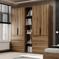 4-door wardrobe with 6 drawers and 5 shelves Averon №6 200x220x50 cm Oak Evoke Coast