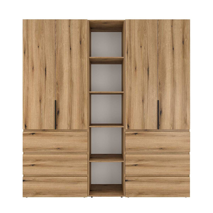 4-door wardrobe with 6 drawers and 5 shelves Averon №6 200x220x50 cm Oak Evoke Coast