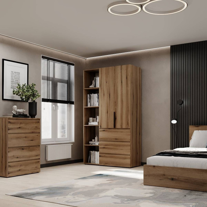 2-door wardrobe with 3 drawers and 5 shelves Averon No. 7 120x220x50 cm Oak Evoke Coast