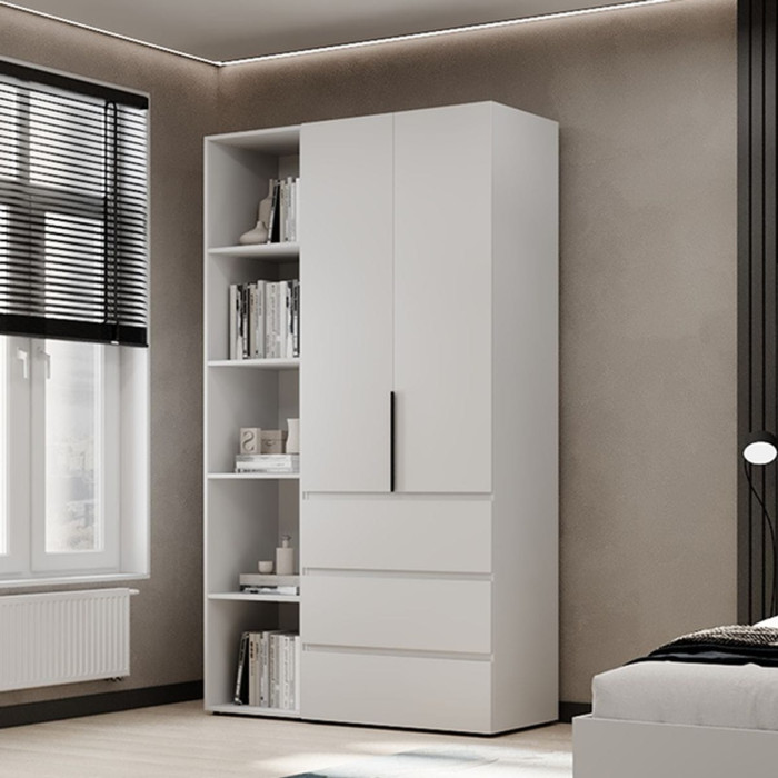 2-door wardrobe with 3 drawers and 5 shelves Averon No. 7 120x220x50 cm White