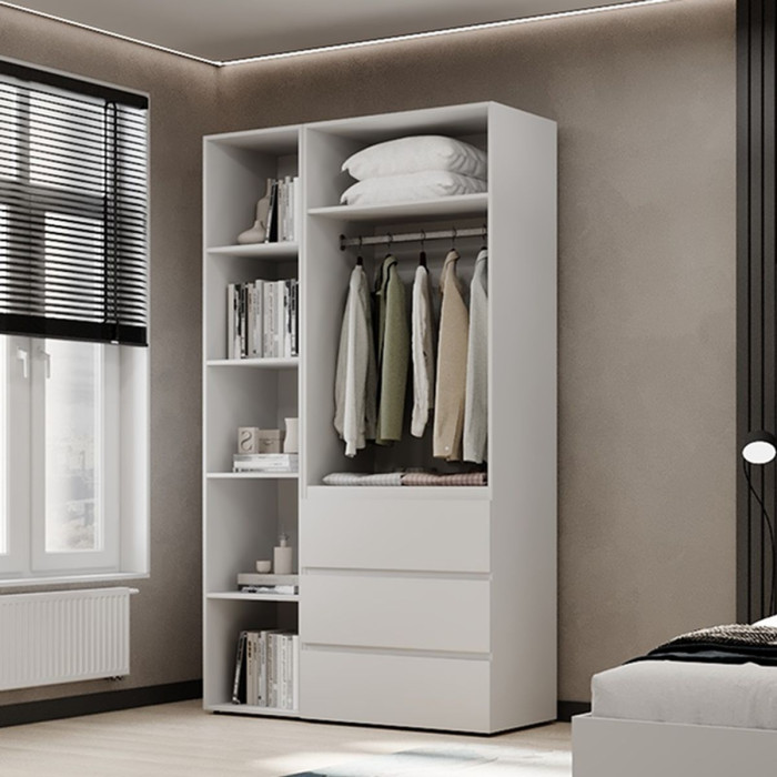 2-door wardrobe with 3 drawers and 5 shelves Averon No. 7 120x220x50 cm White