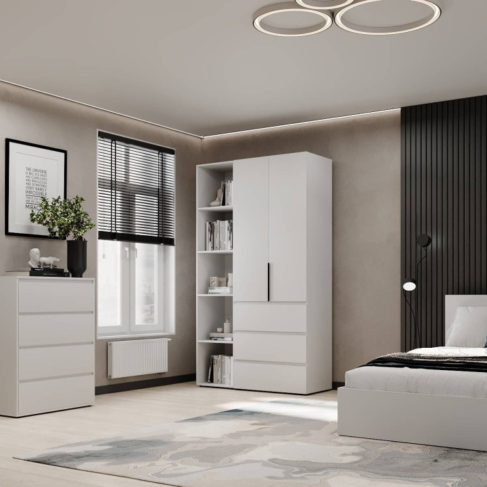 2-door wardrobe with 3 drawers and 5 shelves Averon No. 7 120x220x50 cm White