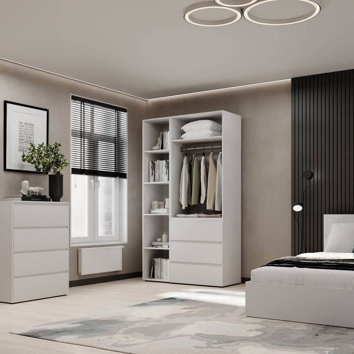2-door wardrobe with 3 drawers and 5 shelves Averon No. 7 120x220x50 cm White