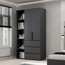 2-door wardrobe with 3 drawers and 5 shelves Averon No. 7 120x220x50 cm Graphite