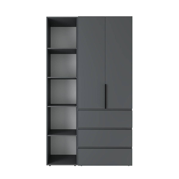 2-door wardrobe with 3 drawers and 5 shelves Averon No. 7 120x220x50 cm Graphite