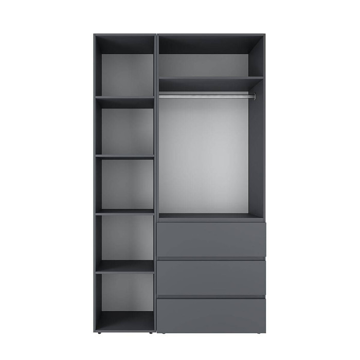 2-door wardrobe with 3 drawers and 5 shelves Averon No. 7 120x220x50 cm Graphite