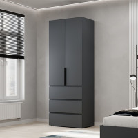 2-door wardrobe with 3 drawers Averon №22 80x220x50 cm Graphite