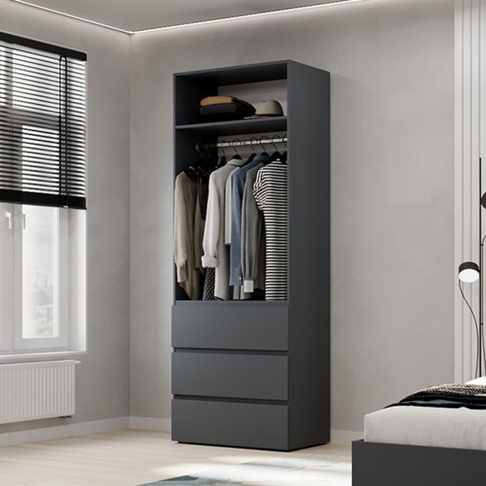 2-door wardrobe with 3 drawers Averon №22 80x220x50 cm Graphite