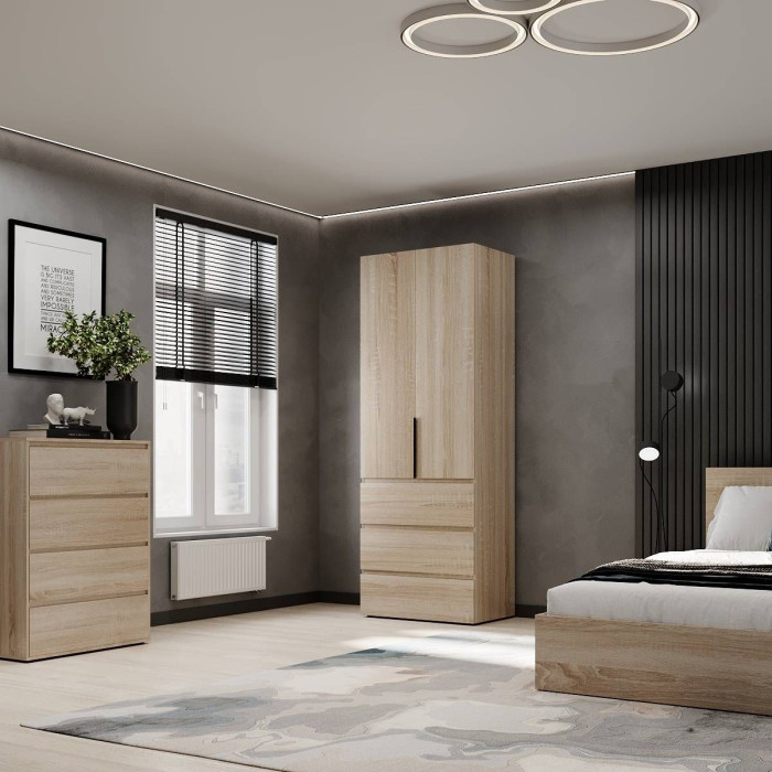 2-door wardrobe with 3 drawers Averon №22 80x220x50 cm Sonoma Oak