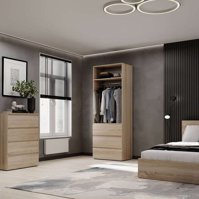 2-door wardrobe with 3 drawers Averon №22 80x220x50 cm Sonoma Oak
