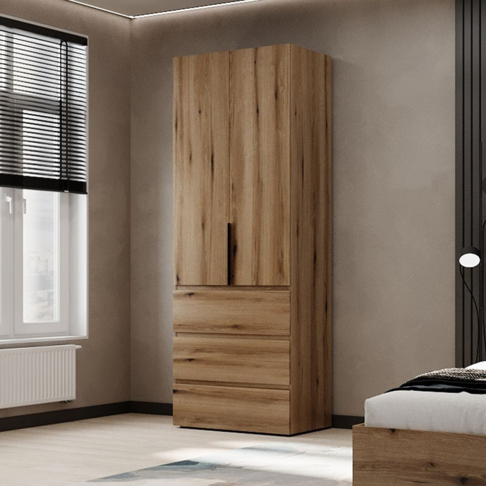 2-door wardrobe with 3 drawers Averon №22 80x220x50 cm Oak Evoke Coast