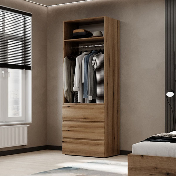 2-door wardrobe with 3 drawers Averon №22 80x220x50 cm Oak Evoke Coast