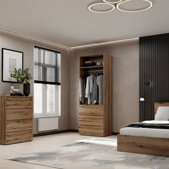 2-door wardrobe with 3 drawers Averon №22 80x220x50 cm Oak Evoke Coast