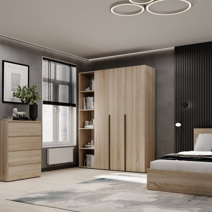 3-door wardrobe with 5 shelves Averon №16 160x220x50 cm Sonoma Oak