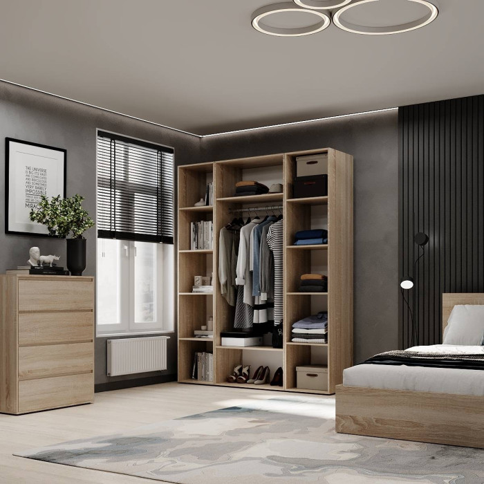 3-door wardrobe with 5 shelves Averon №16 160x220x50 cm Sonoma Oak