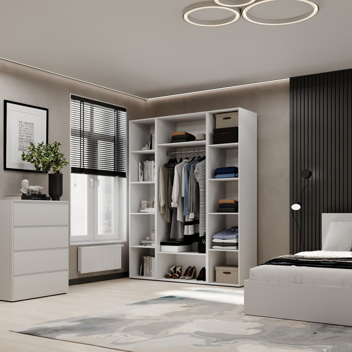 3-door wardrobe with 5 shelves Averon №16 160x220x50 cm White