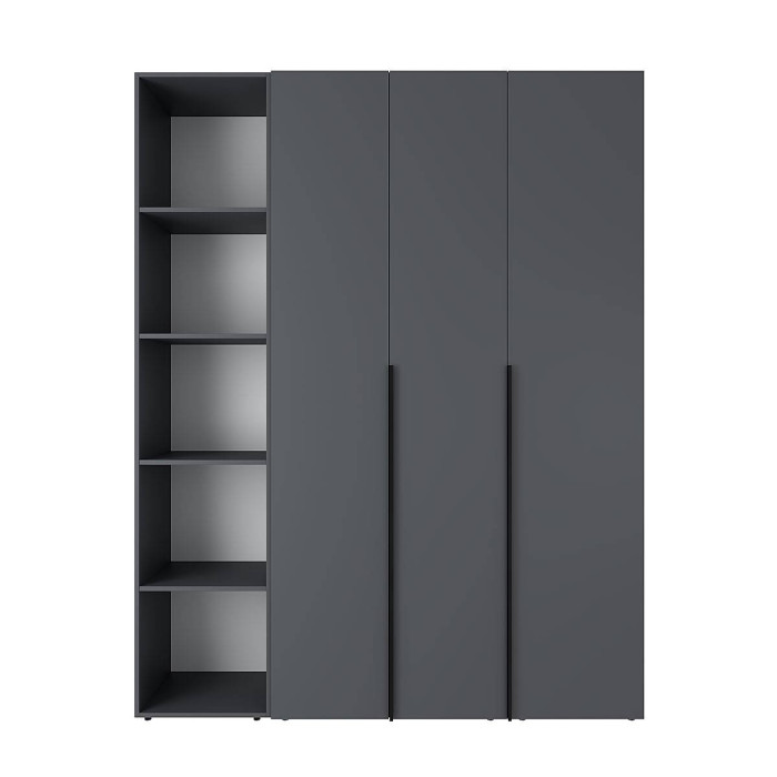 3-door wardrobe with 5 shelves Averon №16 160x220x50 cm Graphite