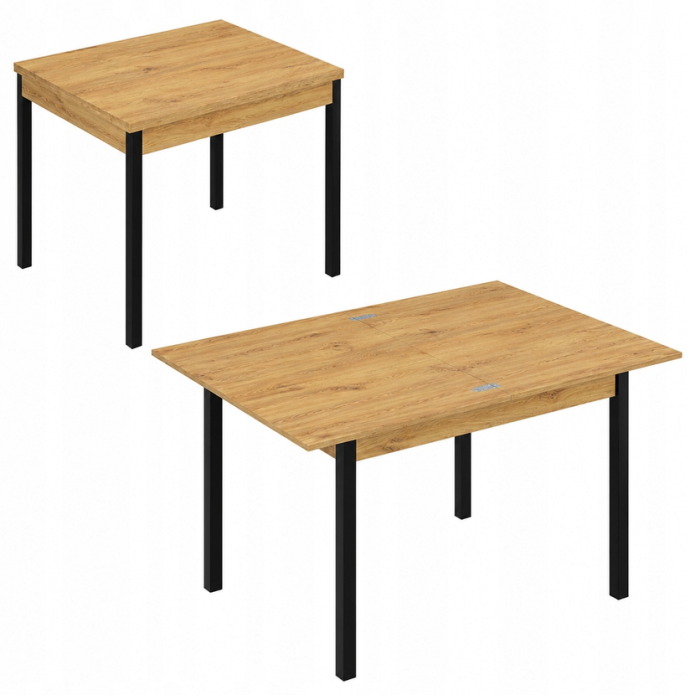 Extendable kitchen table Lunch 90*60/120 Oak Evoke Coast/Black legs