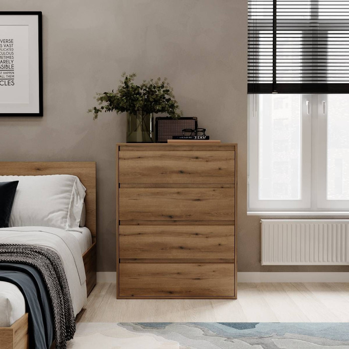Averon chest of drawers with 4 drawers 81×42×103 cm Oak Evoke Coast