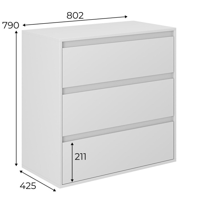 Averon chest of drawers with 3 drawers 80×42×79 cm Cashmere