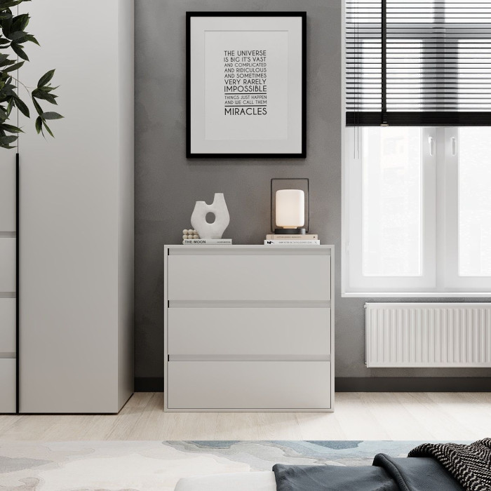Averon chest of drawers with 3 drawers 80×42×79 cm White