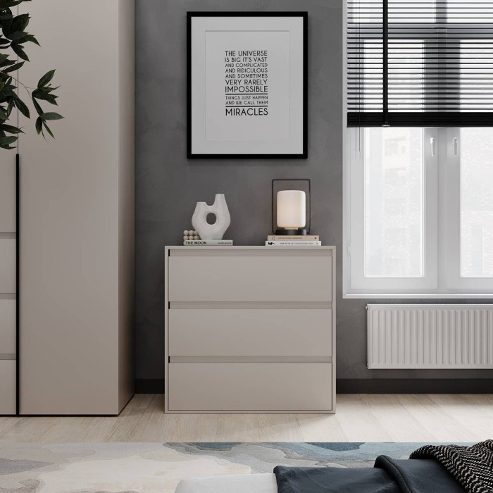 Averon chest of drawers with 3 drawers 80×42×79 cm Cashmere
