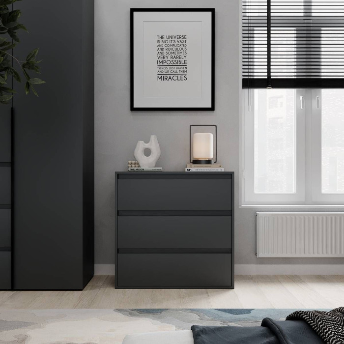 Averon chest of drawers with 3 drawers 80×42×79 cm Grafit