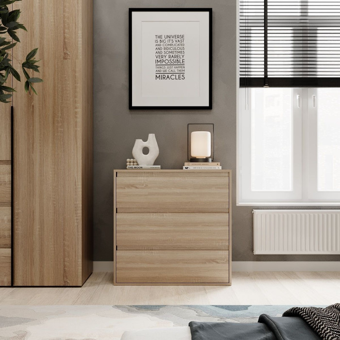 Averon chest of drawers with 3 drawers 80×42×79 cm Sonoma Oak