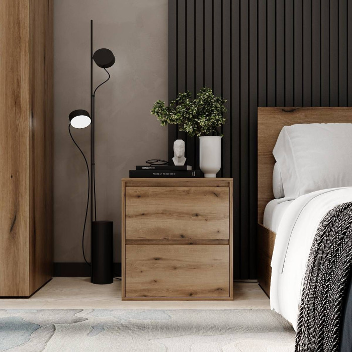 Bedside table Averon 50×55×42 cm Oak Evoke Coast