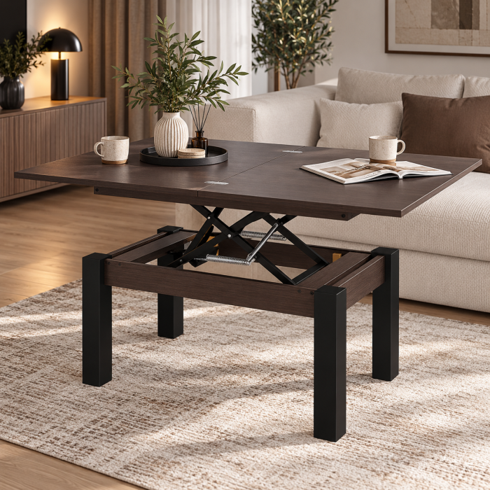Ławostół rozkładany B-Fly 90×60/120 Wenge/Czarne nogi metalowe