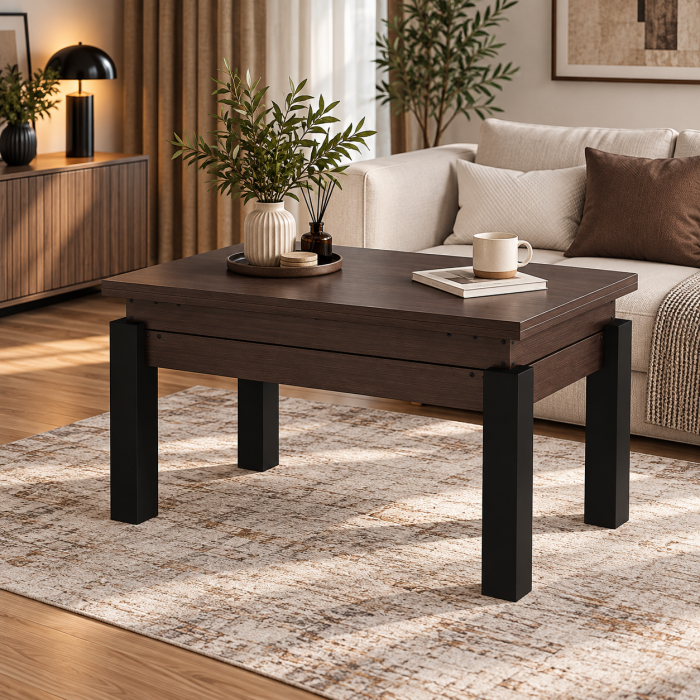 Ławostół rozkładany B-Fly 90×60/120 Wenge/Czarne nogi metalowe
