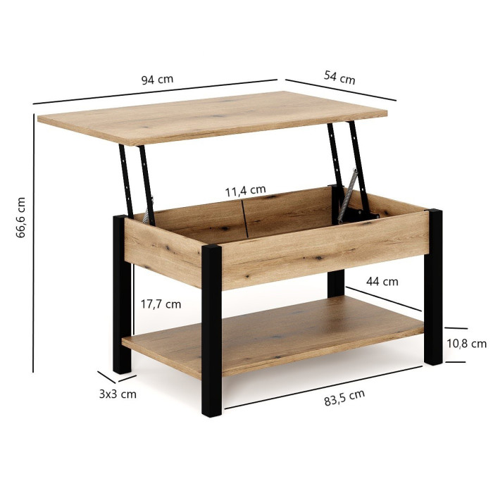 Folding coffee table Desk 94*54*45/68 White/Black legs