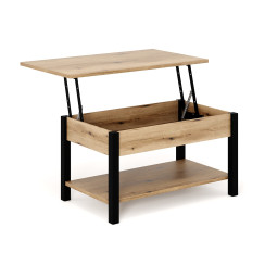 Ława rozkładana Desk 94*54*45/68 Dąb Evoke Coast/Czarne nogi