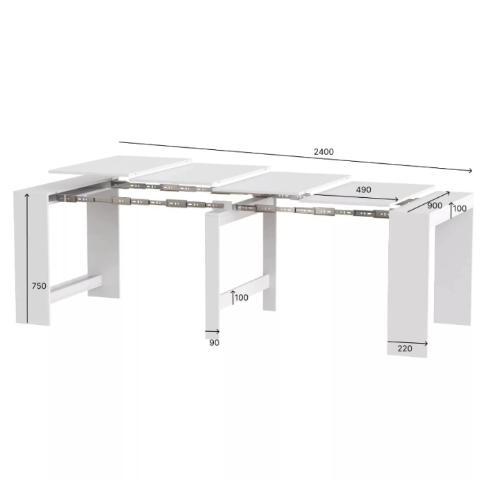 Large extendable table Python 240×90 Cashmere